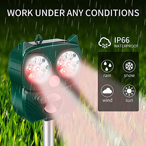 Professionale Repellente Gatti,Repellente Ultrasuoni Energia Solare IP66 Impermeabile a Frequenza Regolabile per Allontanare Animali 5 Modalità Regolabile Repeller Animali Ultrasound Repellente