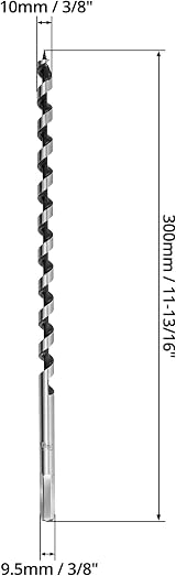 QWORK Auger Drill Bit 3/8 Inch Ø x 12 Inch Hex Shank Long Wood Bit view 6