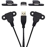 USB 2.0 Male to Dual Female Charging Extension Cable, Furniture nightstand Sofa Electric Vehicle on-Board Charging Port, Pane