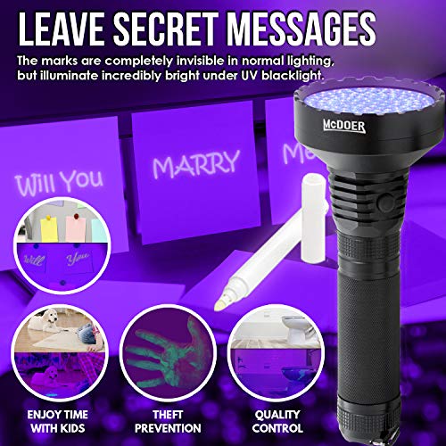 McDOER Blacklight Flashlight Ver 2 UV 109 LED with Ultraviolet Ink