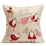 Gotd Merry Christmas Pillow Case Xmas 18 x 18 Cushion Cover Merry Chritmas Home Decor Design Throw Pillow Cover Pillow Case 18 x 18 Inch Cotton Linen for Sofa (Gift E)