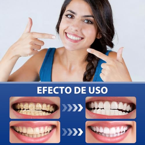 Blanqueador Dental Profesional,Polvos Blanqueadores Dientes,Blanqueamiento Dental Eliminación Profunda de Manchas,Eficaz Para Fortalecer Dientes y Encías,Suave Para Dientes Sensibles(Azul)
