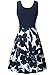 KIRA Womens Midi Dress Scoop Neck Floral Summer Beach Dress,Navy Blue,S