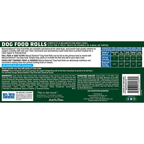 Natural Balance Dog Food Roll, Lamb & Chicken Formula, 3.5Pound