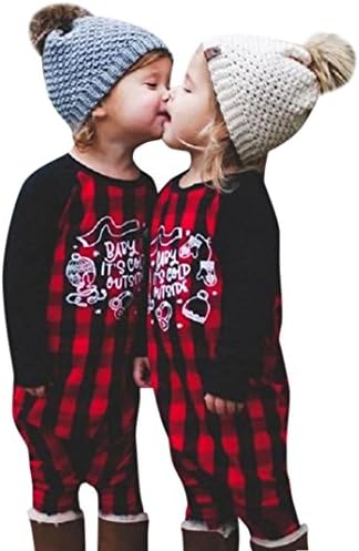 Raptop Toddler Baby Letter Romper Jumpsuit Outwear Outfits, Boys Girls Plaid Splice Clothes