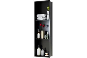 Stainless Steel Shower Niches, Recessed Shower Shelf in Niche Wall for Storage, Versatile, 12" x 36" (Black, 3 Shelves)
