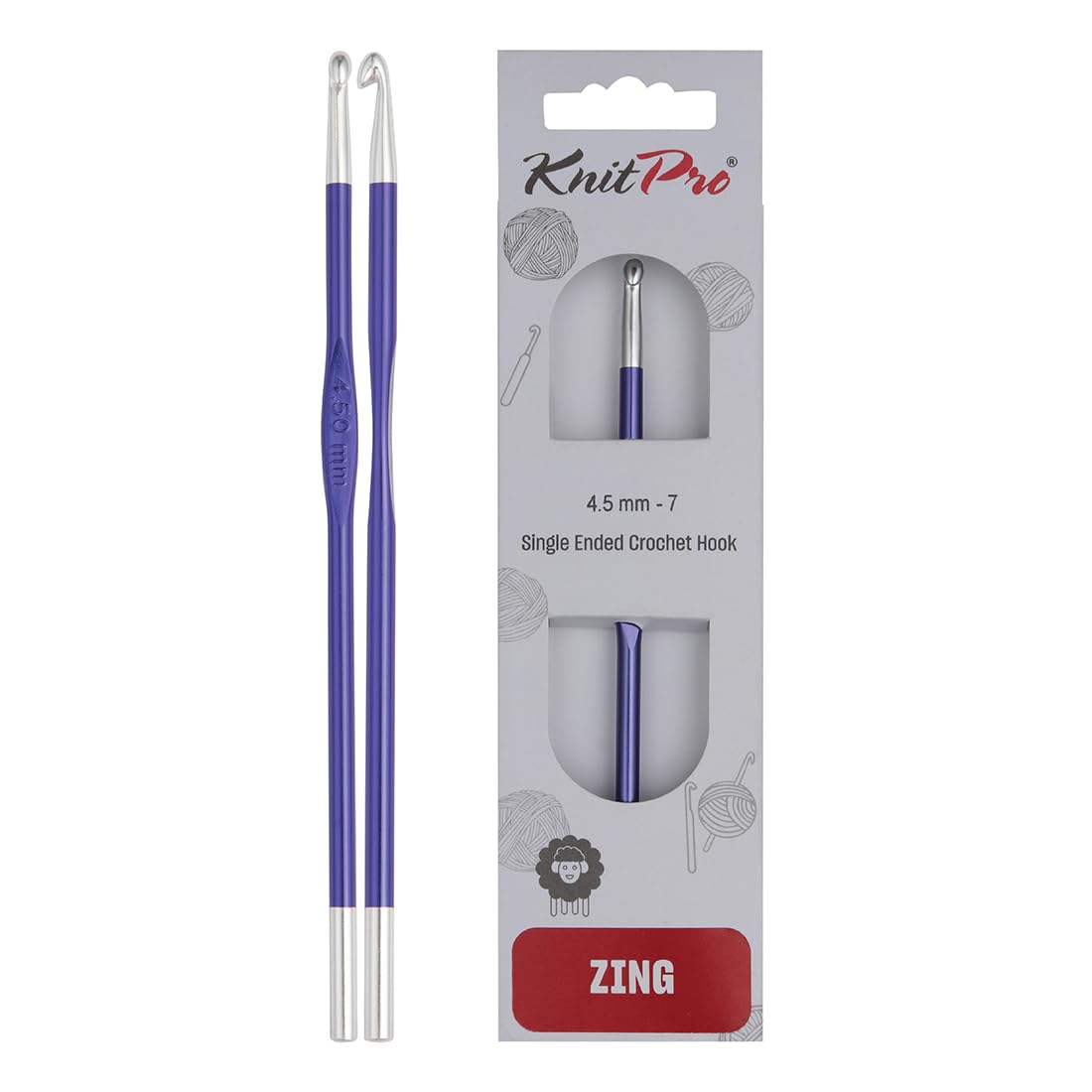 KnitPro Zing Single-Ended Crochet Hook | 4.50mm