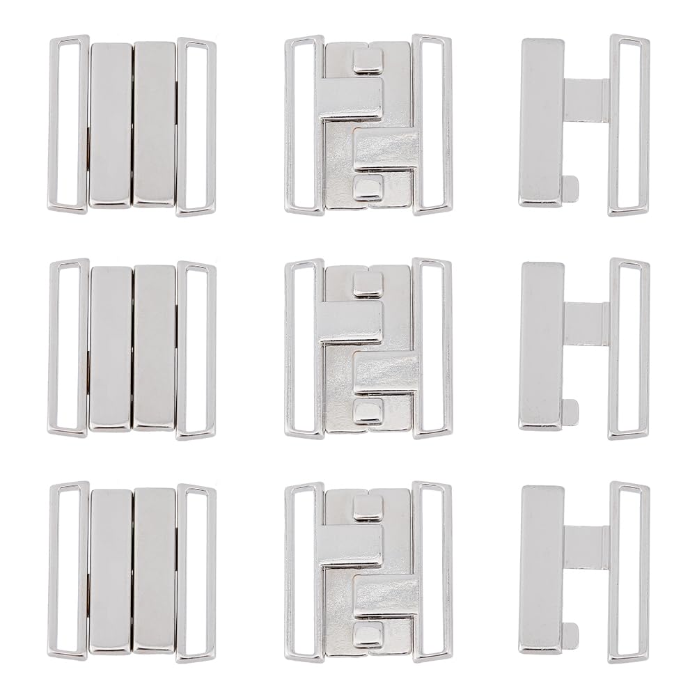 SUPERFINDINGS 10 Pairs Metal Bra Strap Hooks Zinc Silver Alloy Bikini Clips Lingerie Front Closure Bra Buckle Bikini Hook Closure Bra Safe Lock Front Closing for Bra Making Lingerie Sewing