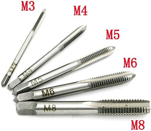 Mangocore 5PCS/Set HSS M3 M4 M5 M6 M8 Machine Spiral Point Straight Fluted Screw Thread Metric Plug Hand Tap Drill