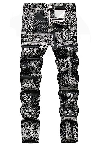 Baylvn Men's Ripped Distressed Destroyed Straight Slim Fit Jeans Skinny Casual Fashion Denim Pants
