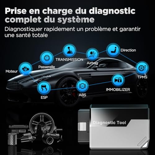 KINGBOLEN Ediag Elite OBD2 French Diagnosis, Car Diagnostic Case with Active Test, 15+ Resets, Car Diagnostic Tool for All Systems, Free Lifetime Update