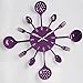 UNIQUEBELLA Metal Kitchen Cutlery Utensil Wall Clock Spoon Fork Home Decor Wanduhr horloge murale Deep Purple
