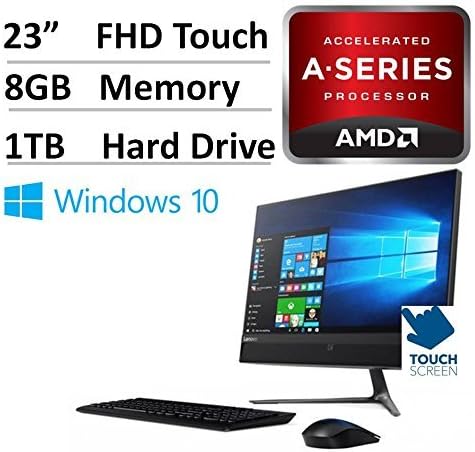 Lenovo Ideacentre Flagship 23" Full HD All-in-One Borderless Touchscreen Desktop - AMD Dual-Core A9-9410 Up to 3.5GHz, 8GB RAM, 1TB HDD, DVDRW, AMD Radeon R5, 802.11ac, Bluetooth, Webcam, HDMI, Win 10