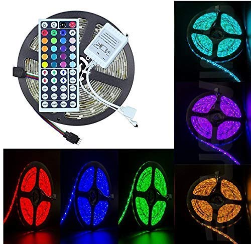 amiciKart SMD Waterproof 5050 LED Strip Light, 5 A DC Adapter (5 m, RGB)