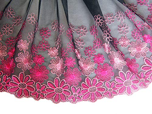 RayLineDo® 5 Yards Wide Edge Trim Ribbon Vintage Style Edging Trimmings Fabric Embroidery Polyester DIY Lace Applique Sewing Craft Wedding Bridal Dress Embellishment DIY Party Decor Clothes Accessory