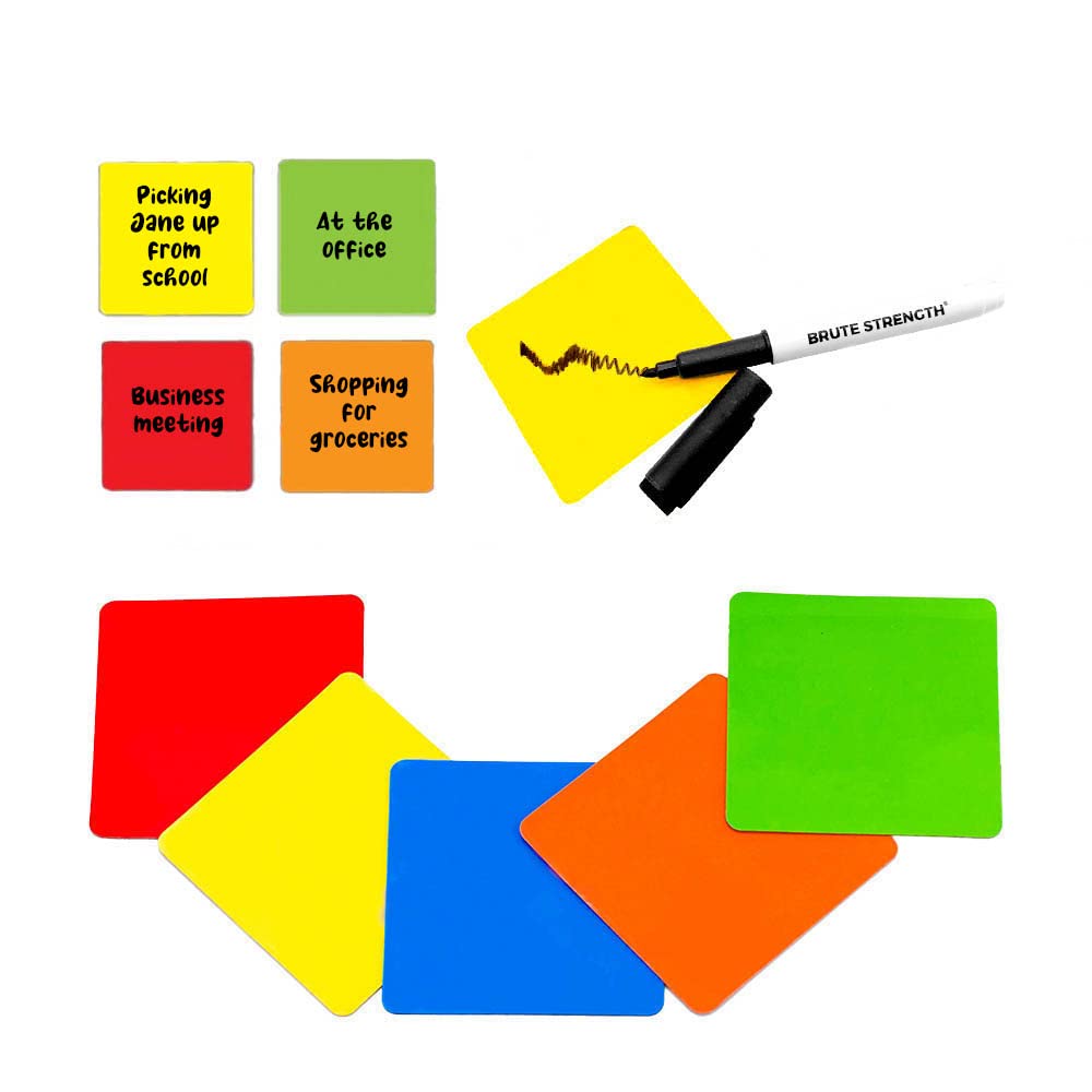 Dry Erase Magnets Set - 25 Pack includes Marker - 3x3" Whiteboard Magnetic Planning Pads Labels - Small White Board Magnet Strips for Home and office