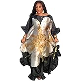 HD Stylish African Inspire Dress for Woman O Sharp Applique Floral Organza Gown