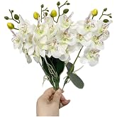 4pcs White Mini Butterfly Orchid Tropical Artificial Flower,Orchid Flowers | 11inch Phalaenopsis Leaves&amp;4 Silk Flower Heads, Faux Orchid Plant for Centerpieces, Vase Fillers, Garden &amp; Table Arrangements