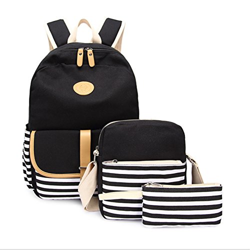 Canvas backpack set casual school bookbag daypack for t…
