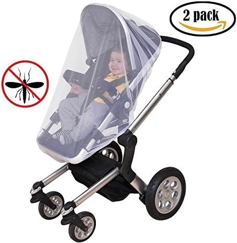 Baby Mosquito Net，Soft Durable Insect Netting for Strollers, Carriers, Car Seats, Cradles. Designed For Cribs, Bassinets, Most Pack'n'Plays and Playpens. 44 x 48 Inch,White (Pack of 2)