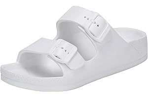 GIWONET Kids Slides Sandals Boys Girls Toddler Double Buckle Summer Shower Beach Pool Water Shoes Slip on Clouds Slippers
