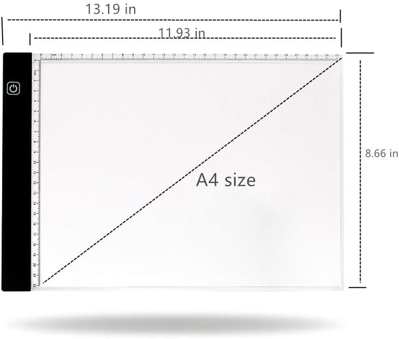 A4 Light Table，Drawing Calligraphy Practice，Light Box Tracer，LED Artists Light Box，CT Film Viewing，Professional Animation Copy Gift(A4-Rimless)