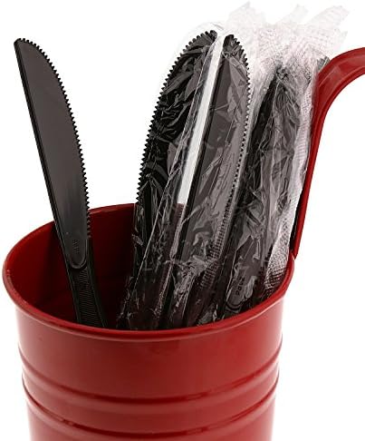 AmerCare Medium-Heavy Weight Black Polystyrene Knives, Individually Wrapped, Case of 1000