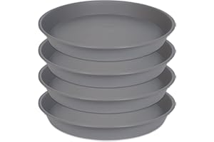 Angde 4 Pack of Plant Saucer 16 17 inch, Plastic Plant Saucers 17" Round, Flower Trays for Indoors Outdoor, Plant Drip Trays for Pots, Plant Water Tray for Planter 14-18" (17", Gray)