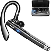 Wireless Headset Business Earpiece 30Hrs Playtime with 450mAh Charging Case Built-in Mic Noise Cancelling Headphone 5.0 Handsfree Sports Earphone for Android iOS Driving Trucker Driver Business Office