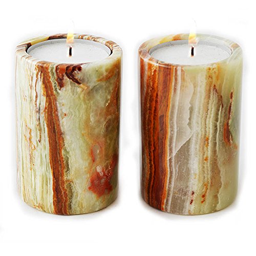 Buy Set of 2 Onyx Cylinder Tea Light Candle Holders Online at desertcartUAE