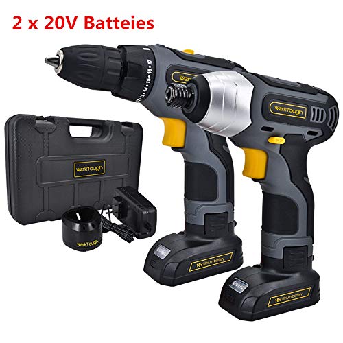Werktough CC006 Cordless Drill Driver Impact Screwdriver Kit Li-on Battery With Charger 1/4\
