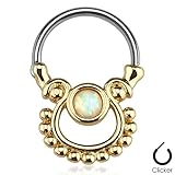 Single Opal Gold IP Dangling Septum Clicker 116GW