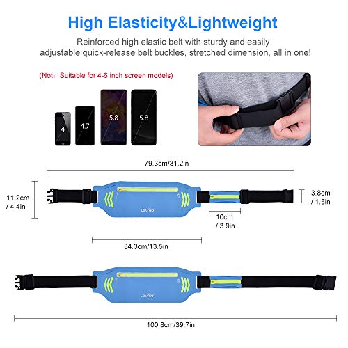 BASEIN Fanny Pack Slim Soft Outdoor Dual Pouch Sweatproof Reflective Running Belt Waist Pack for Hiking Fitness - Adjustable Waist Pouch for All Kinds of Phones（Blue） - Thumbnail 7