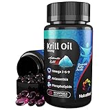 NutraBlast Krill Oil 1000mg with Astaxanthin, Omega 3-6-9, EPA & DHA, Phospholipids | Made in USA (60 Softgels)
