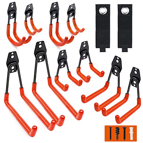 Garage Hooks, 12 Pack Wall Storage Hooks with 2 Extension Cord Storage