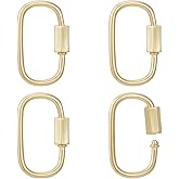 UNICRAFTALE 5pcs Real 18K Gold Screw Keychain Carabiner Lock Clasps Metal Oval Screw Locking Clasp Clip Hook Quick Link for Jewelry Making Pendant Keyrings Handbag Accessory