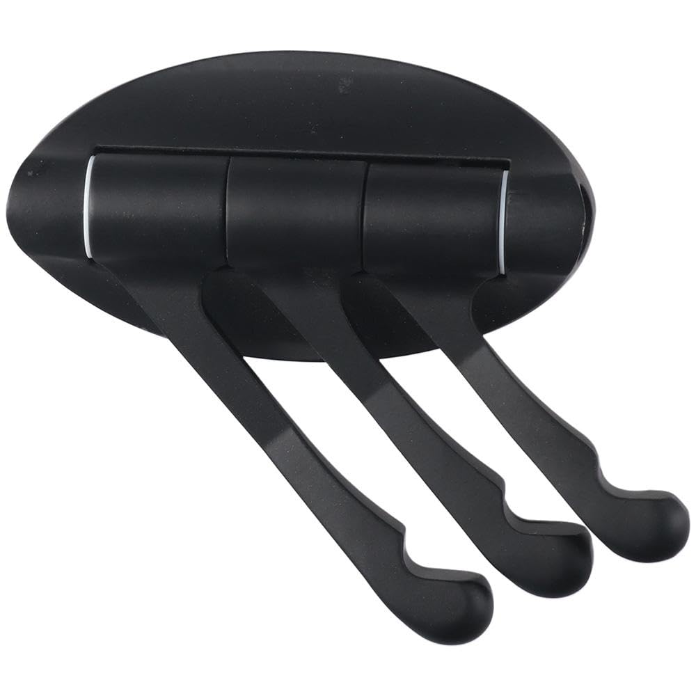 Upluckey Zinc Alloy Foldable Triple Robe Hooks Matte Black Bath Towel Holder Heavy Duty Wall Mounted Coat Hanger with Three Rotating Arms