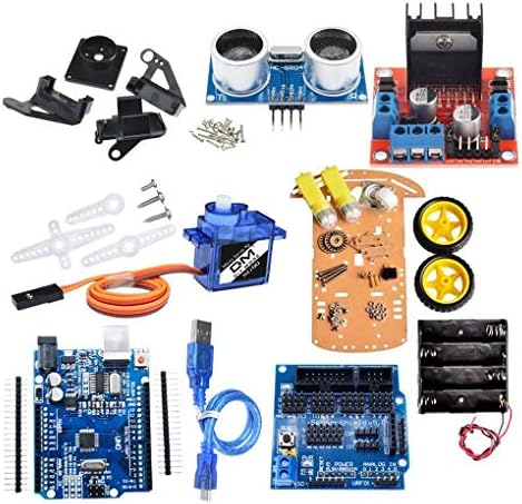 Luckilytop 2-Wheel Smart Robot Car Chassis Kit Speed Encoder Sonic Sensor Tracking Motor Module compatible for Arduino Project