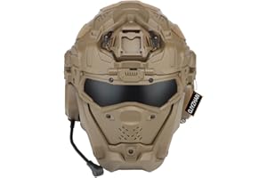 YBJMSFA Airsoft Helmet, All-in-One Design Built-in Detachable Tactical Headset Anti-Fog Fan Shade Sliding Goggles,Paintball CS Cosplay Helmet