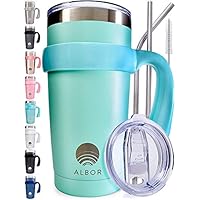 Albor Triple Insulated Stainless Steel Tumbler 20 oz Seafoam Coffee Travel Mug With Handle