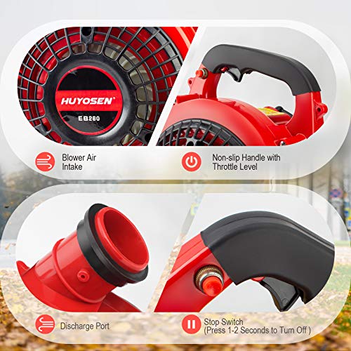 HUYOSEN Leaf Blowers 2Cycle Engine 26CC Gas Blower Cordless Handheld