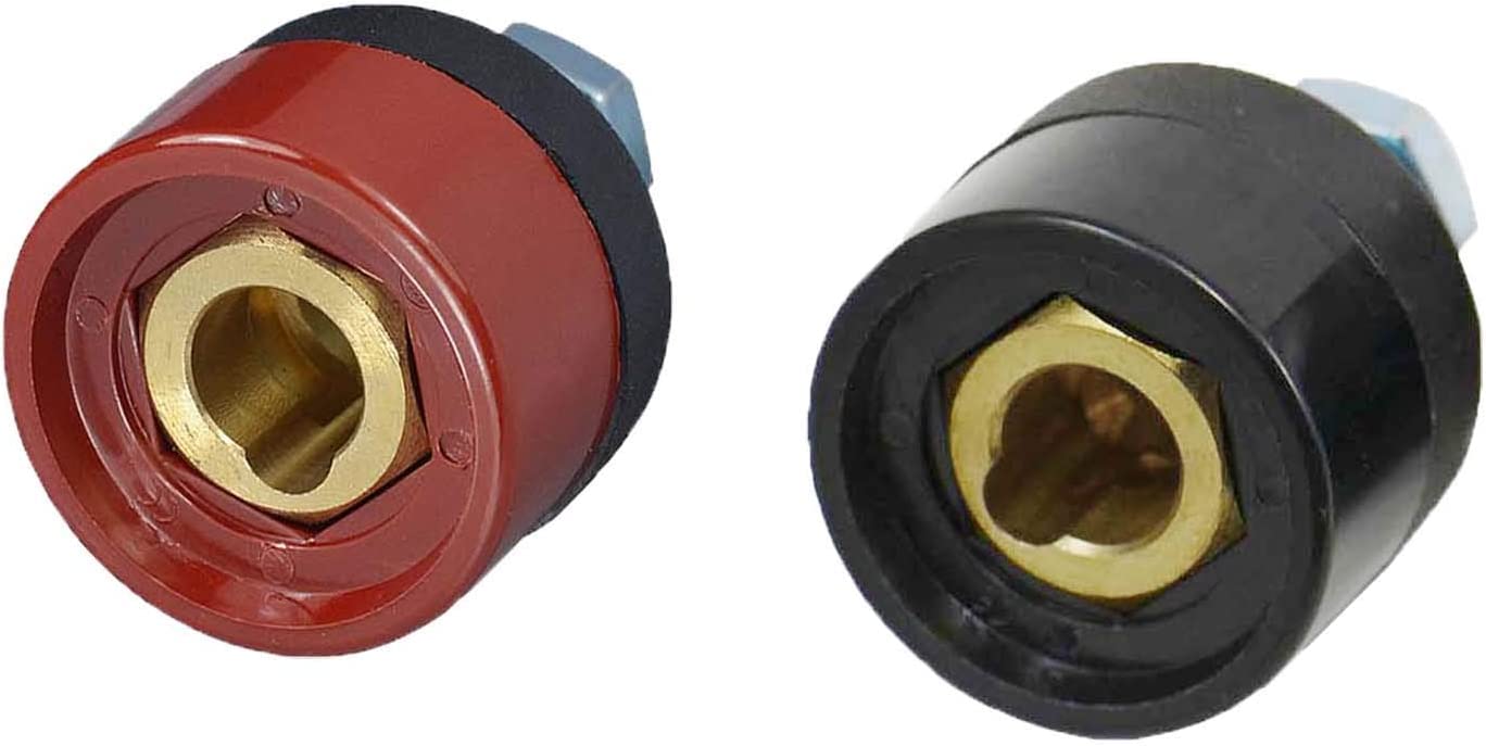 RIVERWELD TIG Welding Cable Panel Connector Socket DKZ35-50 315Amp with Red and Black Color Dinse-Style Quick Fitting 2pcs