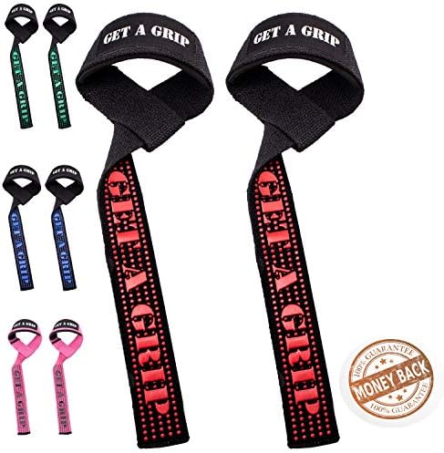 Get A Grip Ultra Premium Wrist Straps for Weightlifting - Added Silicon for Extra Grip Wrist Straps - Strength, Lifting, Workout, Crossfit, Body Building.
