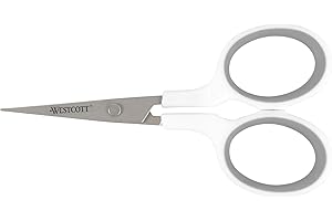 Westcott 4" Embroidery Scissors with Straight Titanium-Bonded Blades for Crafting, Sewing & More (White/Gray)