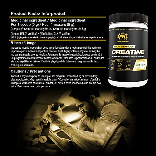 PVL Creapure Creatine Monohydrate Powder – 100% Pure Micronized Creatine Supplement for Women & Men, Unflavoured, Informed-Choice Tested, 82 Servings, 410g