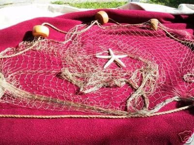 15 ff x 9 ft Fishing Net, Fish Nets, Netting, Nautical Decor, Starfish,Scallop Shells, Rope and Floats, Fishing Nets, Barrier, Fish Net, Fish Netting, Nautical, Decorations. Fishing Net Decor, Beach T