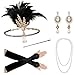 Zivyes 1920s Accessories Headband Necklace Gloves Cigarette Holder Flapper Costume Accessories for Women (1000BA)