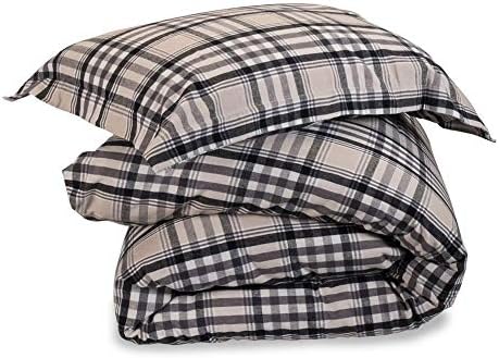 emporium home interiors Hatton grey check brushed cotton flannelette duvet cover (made in portugal super king size