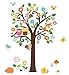 Giant Peel & Stick Nursery Decal - Forest Animals & Flowers Tree Wall Art Sticker Decals (Tree Assembles 4.7 Feet Tall)
