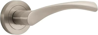 Designer Levers Marvel On Rose Door Handle Brushed Nickel Pair
